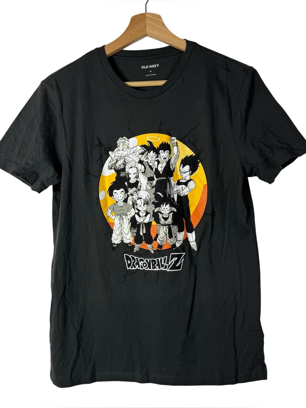 Old Navy X Dragon Ball Z Dark Gray Yellow Graphic Short Sleeve T-Shirt XS